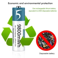 1.5V AA Li-ion AA Rechargeable Battery 9800mWh AA Lithium-ion Battery for remote control mouse small fan Electric toy 4
