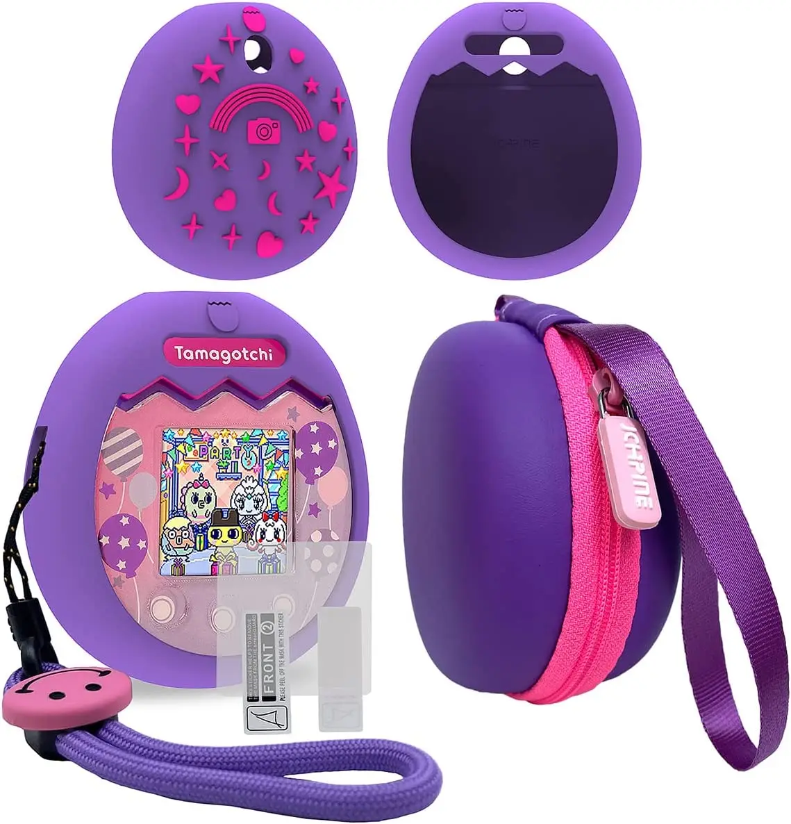 Hard Carrying Case and Silicone Cover and  Screen Pprotector and lanyard For Tamagotchi Pix （Only Case Cover）