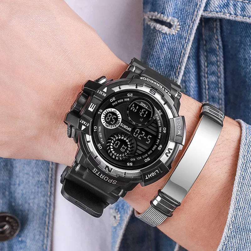 Men's Watch Alarm Clock Luminous Teenagers Men and Women Sports Electronic Watch
