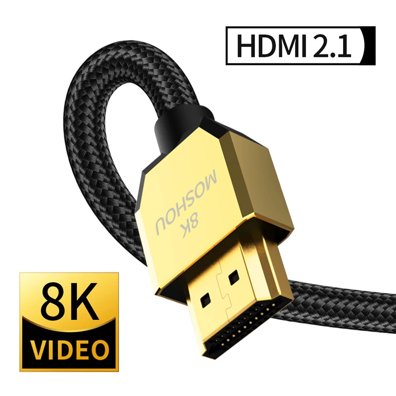 MOSHOU HDMI 2.1 Cable 8K/60Hz 4K/120Hz 48Gbps HDCP2.2 HDMI Cable Cord for PS4 5 Splitter Switch Audio Video 8K 2.1