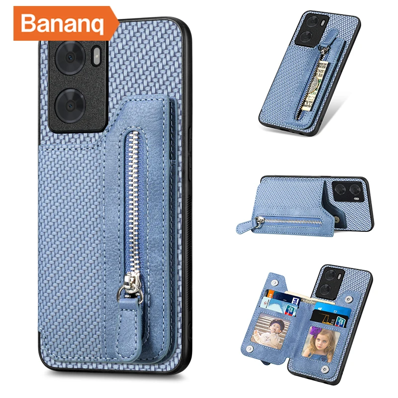 

Bananq Card Bag Wallet Case For OPPO A17 A16 A15 A12 A11K A5 A9 A53 Card Slots Flip Cover For Realme C35 C33 C31 C21 C20 C15 C11