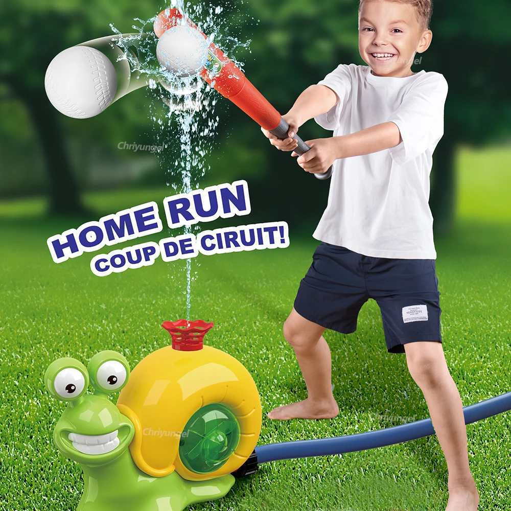2 in 1 Water Sprinkler Baseball Toy for Kids Baseball Toy Water Game 360° Roating Spray Play for Summer Backyard Lawn Pool Party 2
