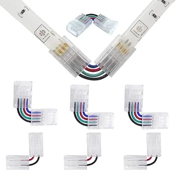 8 มม.10 มม.กว้าง LED Strip มุมขวา 2pin 3pin 4pin Solder-ฟรีคริสตัลตัวเชื่อมต่อสําหรับ COB 5050 2835 WS2812B WS2812 Strip มุม 1