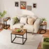 Coffee Table Oval 3pcs Set, Modern Living Room Table with 2 End Tables, Small Center Table with Metal Frame for Home Apartment 6