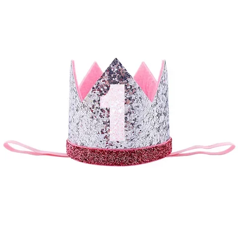 

Cute Baby Birthday Party Cap Boys Girls Princess Crown Number 1st 2 3 Year Old Party Hat Glitter Birthday Headband Shower