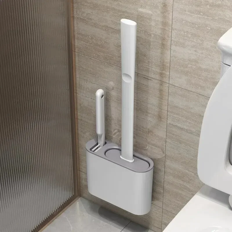 Toilet Brush Set 1PC TPR Toilet Brush And Bracket Set Toilet Plunger And Brush Set Cleaning Wall Hung