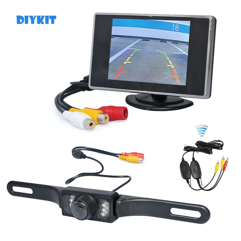 

DIYKIT Wireless 3.5inch Car Monitor Car Van Truck Parking IR Night Vision Reversing Camera Rear View Security System