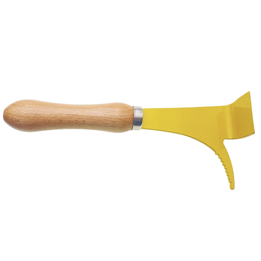 1PCS Bee Tools Beehive Honey Uncapping Shovel Wooden Knife Handle Cleaning Thumb Hooked Stainless Steel Apiculture Supplies