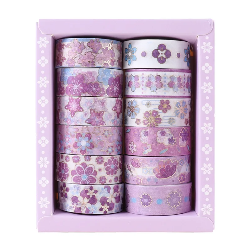 Japanese Style Washi Tape Set - 12pcs Decorative Adhesive for Scrapbooking and Crafts