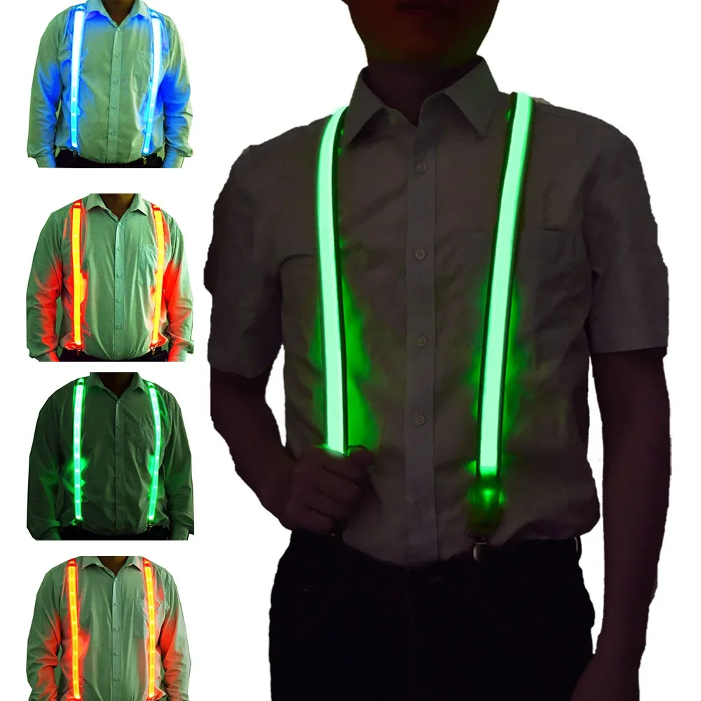 Party Supplies Suspenders With Bow Tie LED Lights Woman Hangers For Men Wedding Party Accessories Glow-in-the-dark SD01