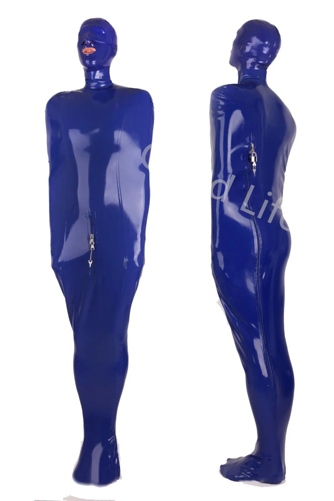 Latex Fetish Catsuit Latex Gummi Sleep Mobile Maks Side Zip Lock Zip Bodybag Mask Personalizzato 0.4Mm