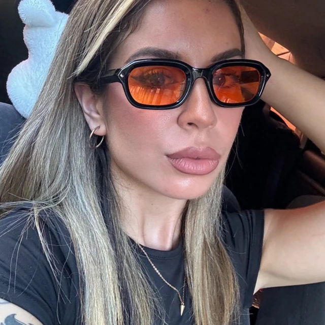 Vintage Rectangle lunettes De soleil femme mode rétro lunettes De soleil femme Orange miroir lunettes marque concepteur dégradé Oculos De Sol 1