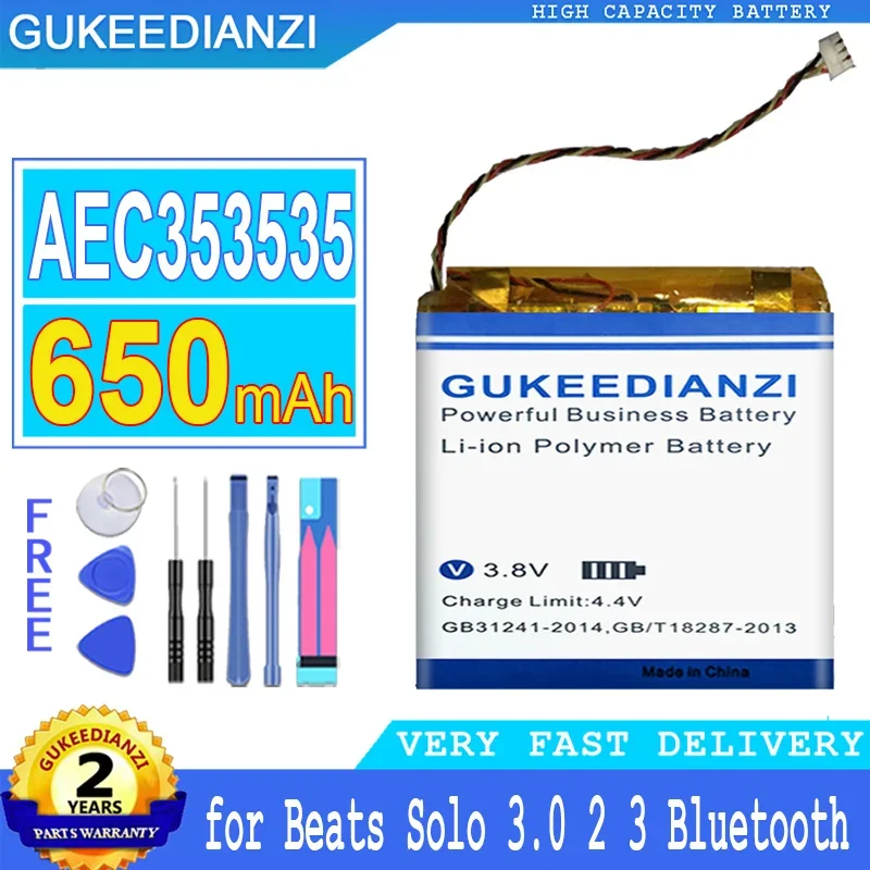 Batteria Gukeedianzi 650Mah Aec353535 Per Beats Solo 3.0 2 3 Auricolare Bluetooth Wireless Solo2 Solo3 Solo 2 Solo 3
