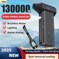 130000RPM Air Blower Turbo Jet Fan Vacuum Dust Cleaner Type-C Charging 52m/s High-Speed 4 Gear Wind Speed Turbo Violent Fan