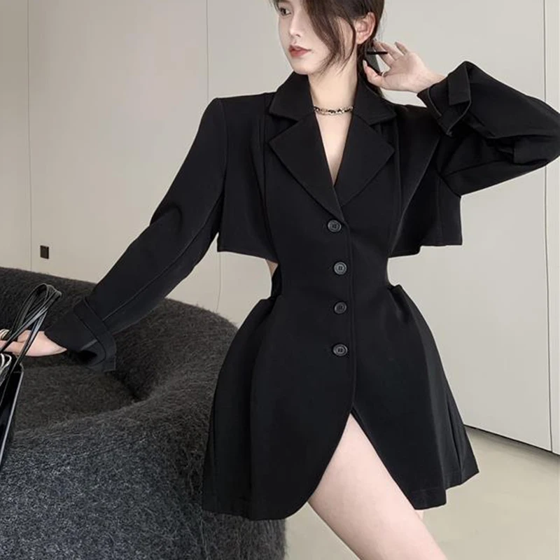 

Dress 2023 New Spring Covering Belly Waist Waist Open Waist Long Sleeve Suit Dress bodycon dress