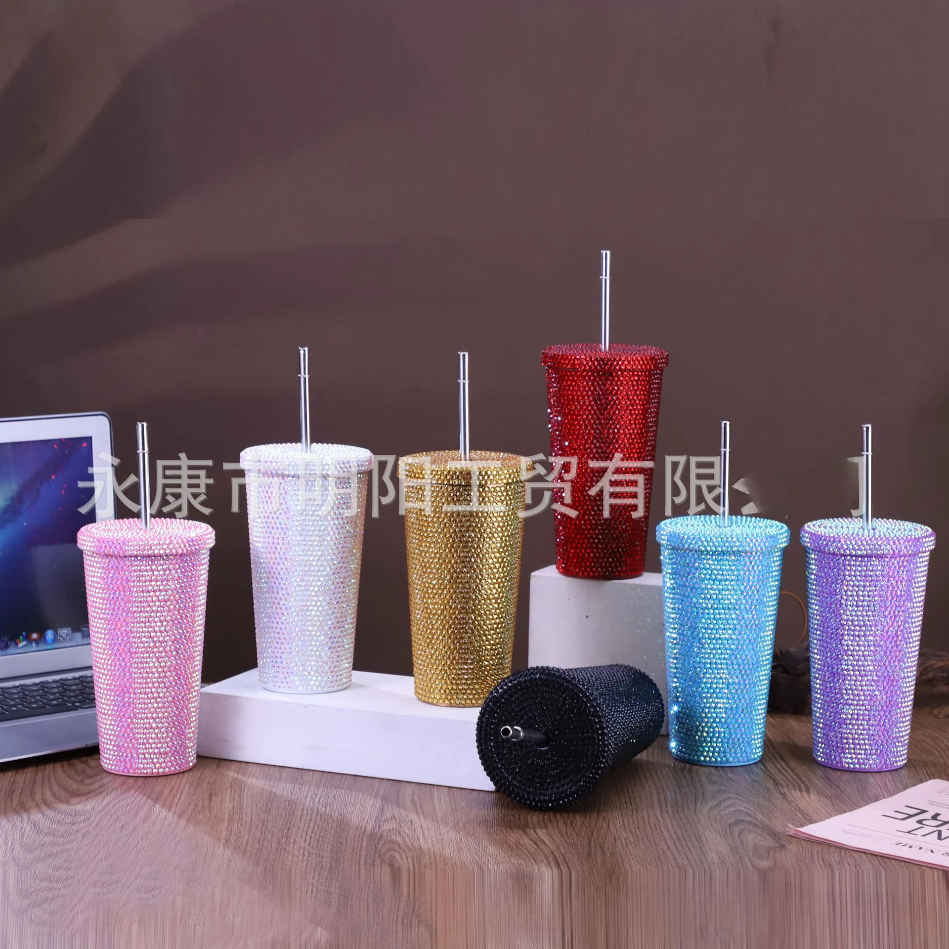 

500 мл соломенная чашка с крышкой, многоразовые стандартные Термосы Из Нержавеющей Стали, двухслойные чашки, Женская чашка с блестками, бутылка для воды, подарок 2023