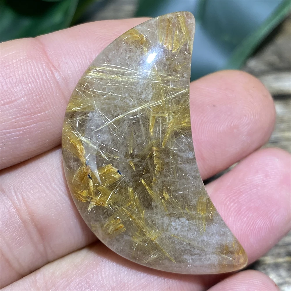 Ouro natural rutilated lua quartzo cristal cura