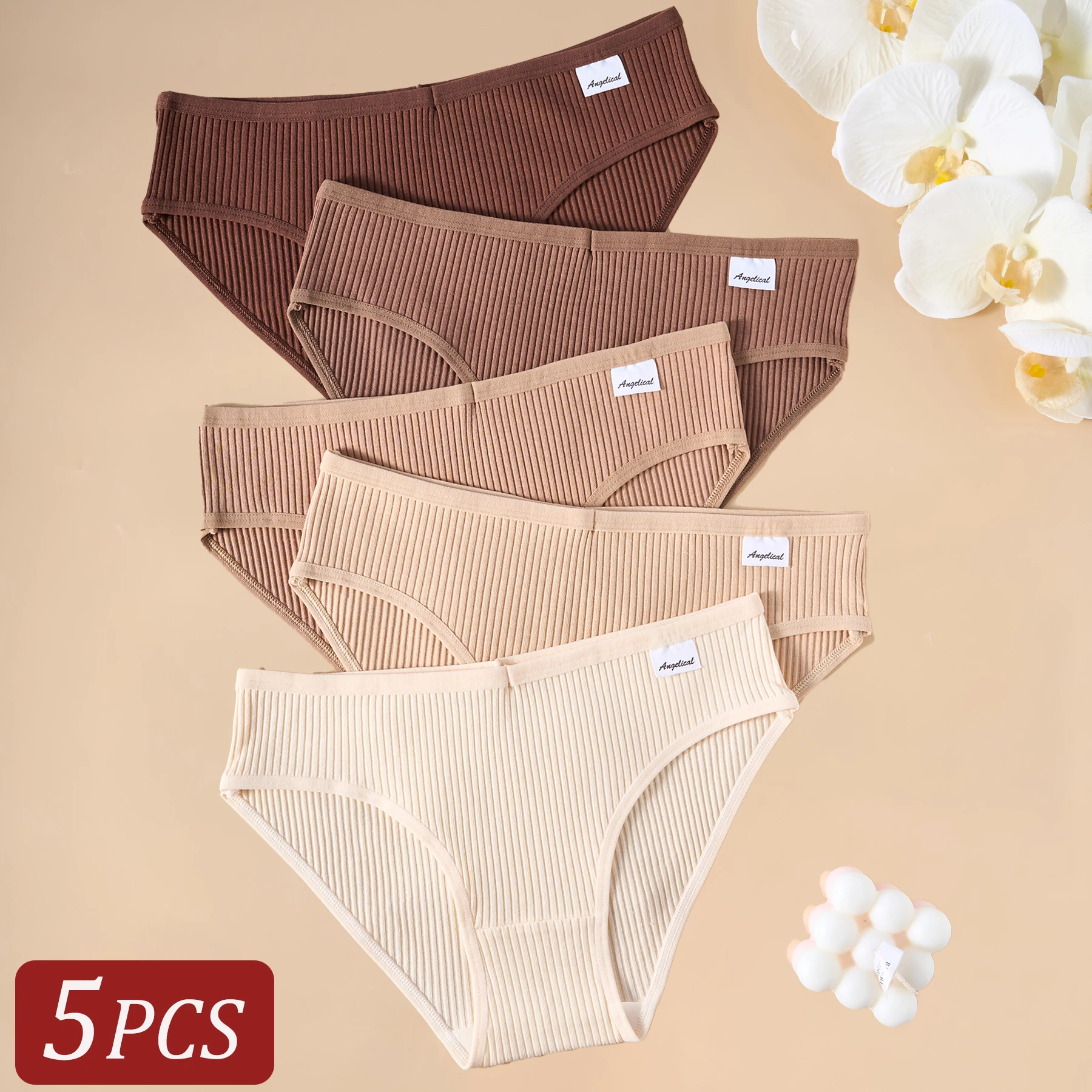 5 قطع أزياء ميلارد الملونة الملابس الداخلية النسائية بلون مخطط القطن سراويل مريحة لينة تنفس ملخصات الملابس الداخلية