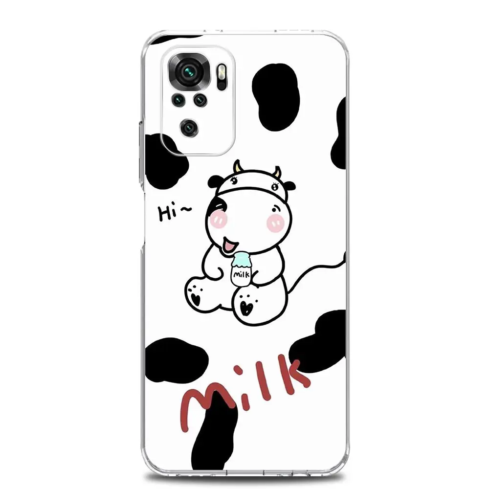 Dairy Cattle Cow Speckle Cute Phone Case For Xiaomi Redmi Note 10 9 8 7 9T 8T 9S 11 12 Pro Plus 8A 9A 9C K40 Gaming Cover Clear