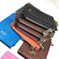 Custom Name Luxury Design Card Holder Fashion Zipper Genuine Leather Coin Purse Casual Wholesale Business Card Wallet For Woman - Image 6