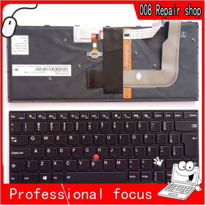 

New Backlight Keyboard for Lenovo Thinkpad T460S T470S Thinkpad 13 Gen 2 (20J1 20J2) Brazi keyboard
