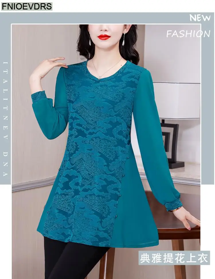 L-5XL Loose Clothes 2024 Women Spring Long Sleeve Elegant Ruffles Shirts Casual Retro Floral Tunic Peplum Tops And Blouses