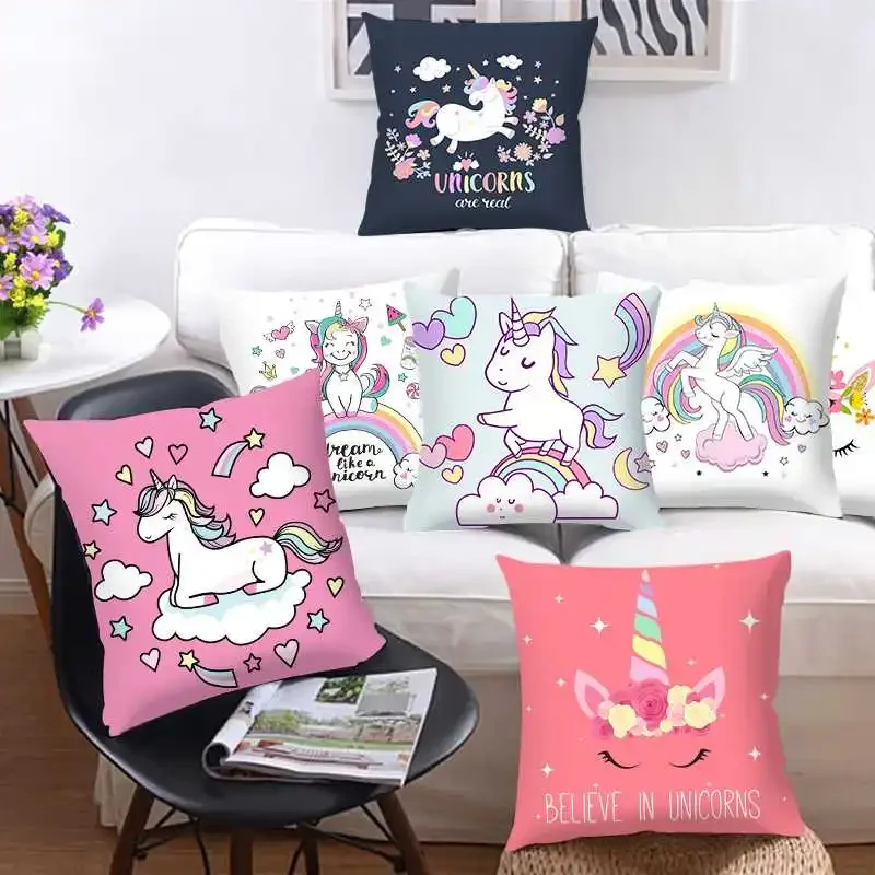 CartoonUnicornCreativePinkGirlDesignSimpleHomePillowcase-AliExpress15