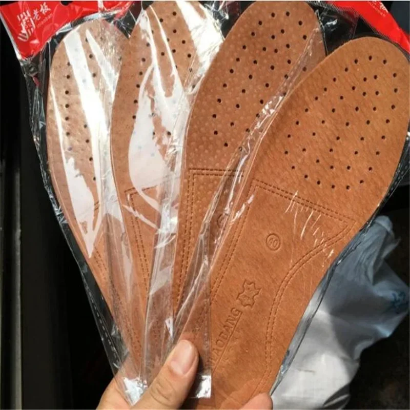 Real Cowhide Insole Ultra Thin Breathable Deodorant Leather Shoes Boots Absorb Sweat Replacement Inner Soles Shoes Insole Pads