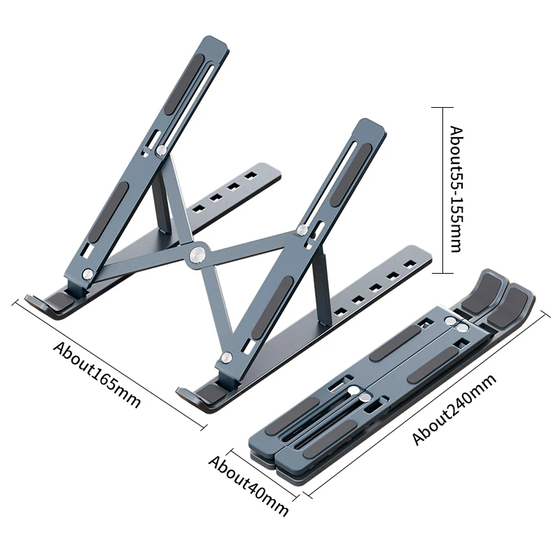 Supporto per Laptop in lega di alluminio supporto portatile pieghevole regolabile per supporto di raffreddamento di sollevamento della staffa del Computer portatile antiscivolo