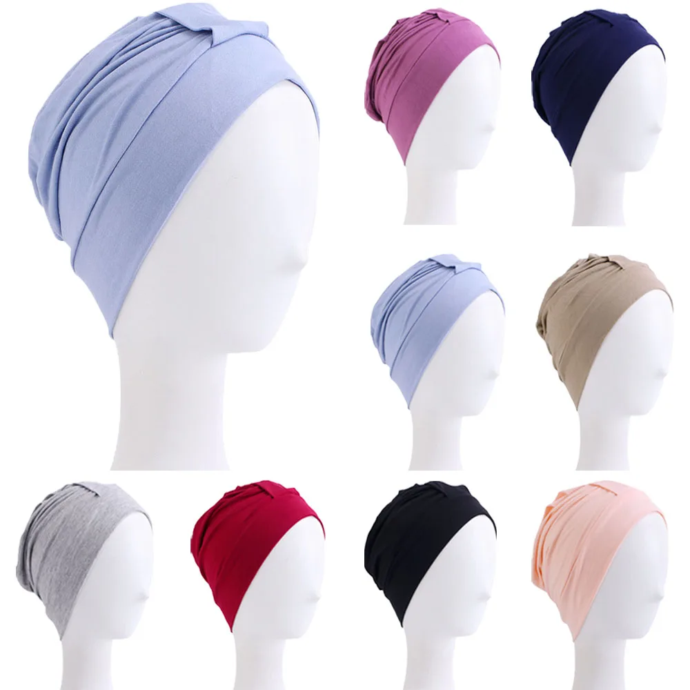 

Modal Cotton Turban Ladies Night Sleep Hat Full Cover Inner Hijab Caps Muslim Stretch Beanie Cancer Hair Loss Chemo Cap Turbante