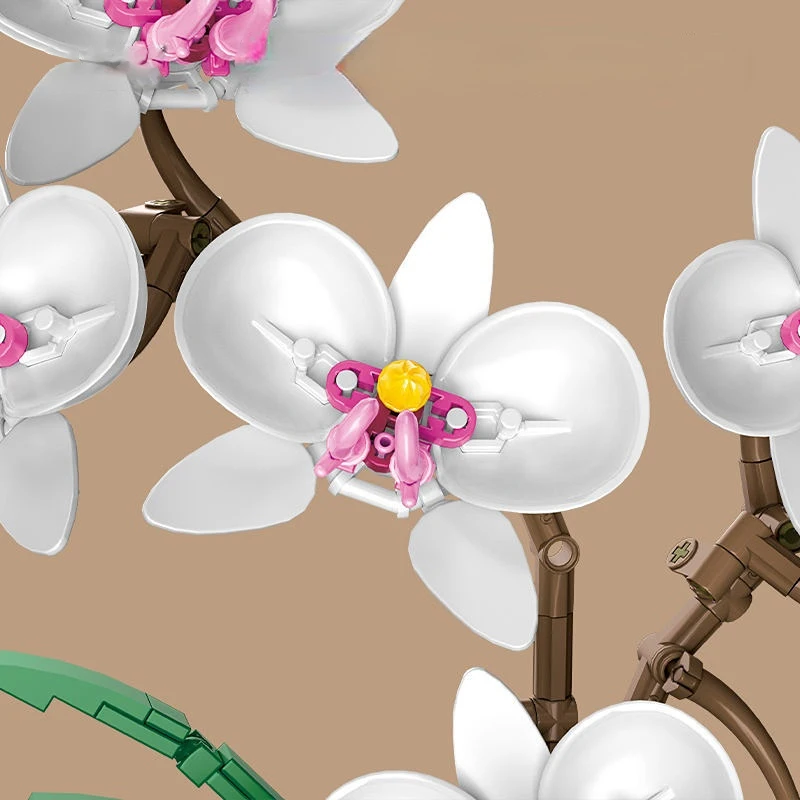 Artificial Flower Building Block Bricks Home Decor Sakura Floral Bouquet Potting Model Assemble Diy Romantic Gift for Girlfriend