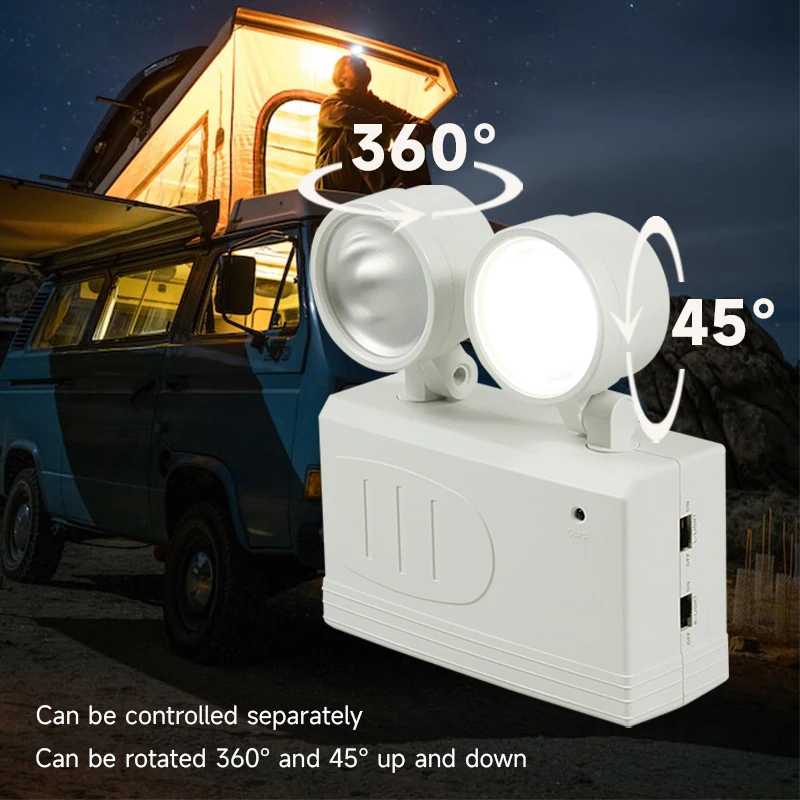 Rotatable Double Head LED Emergency Lantern - Rechargeable Portable Light