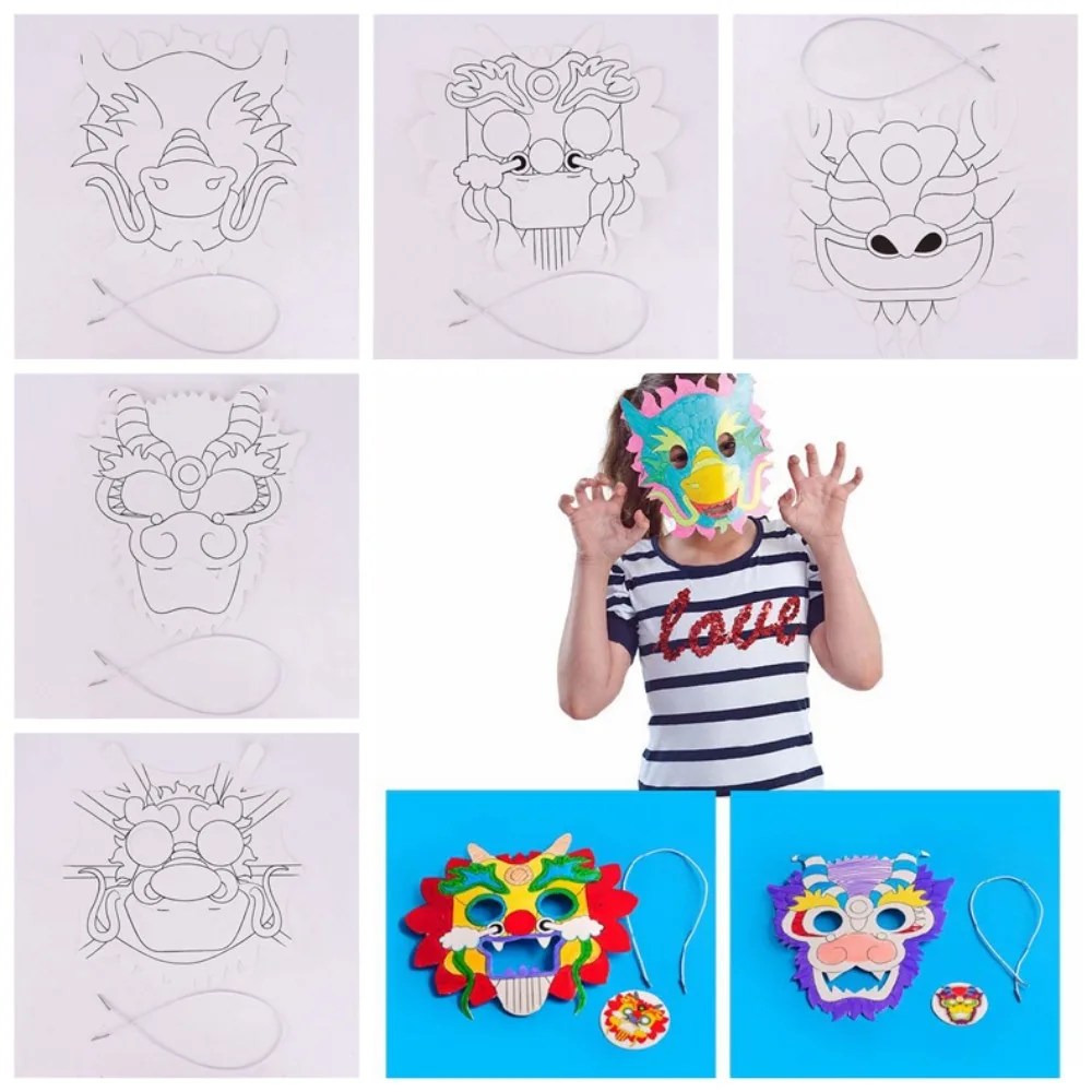 

Drawing Masks DIY Paper Mask Graffiti Painting Home Decoration Dragon Boat Festival Toys Toy Accessories Paper Paper Animal Mask