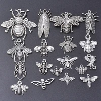18pcs/lot Mixed Antique Color Alloy Bee Fly Insect Charm Collection Tibetan Style Alloy Bee Insect Pendants DIY Jewelry Making 1