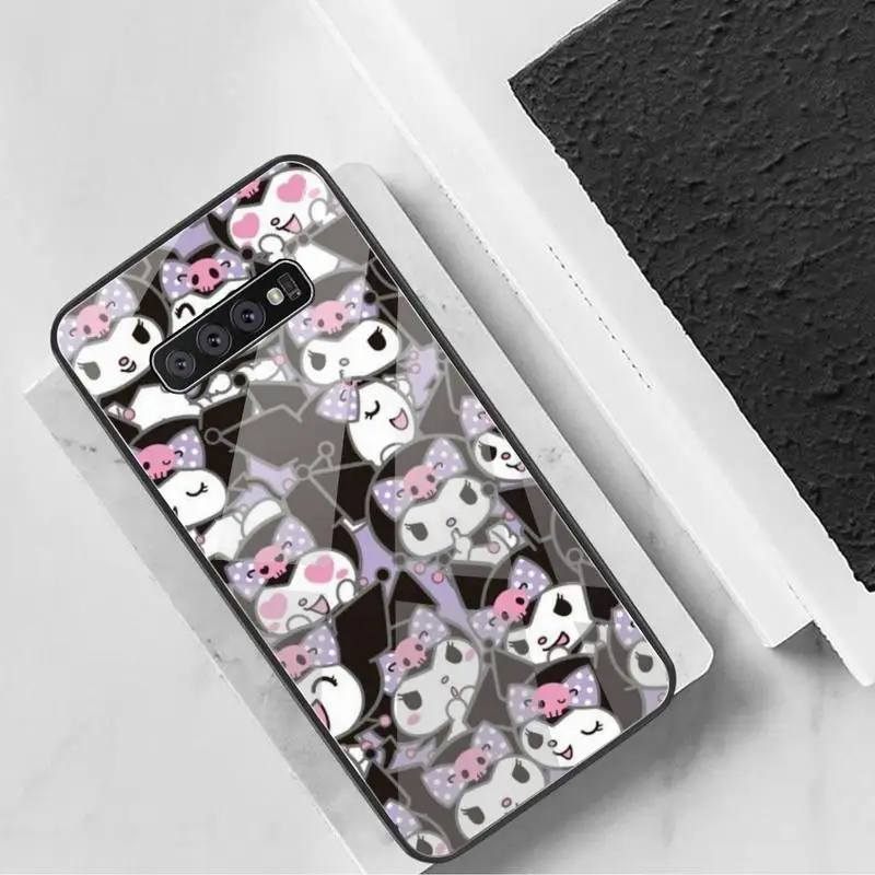 KUROMI Phone Case Tempered Glass For Samsung S20 Plus S7 S8 S9 S10 Note 8 9 10 Plus samsung flip phone cute Cases For Samsung