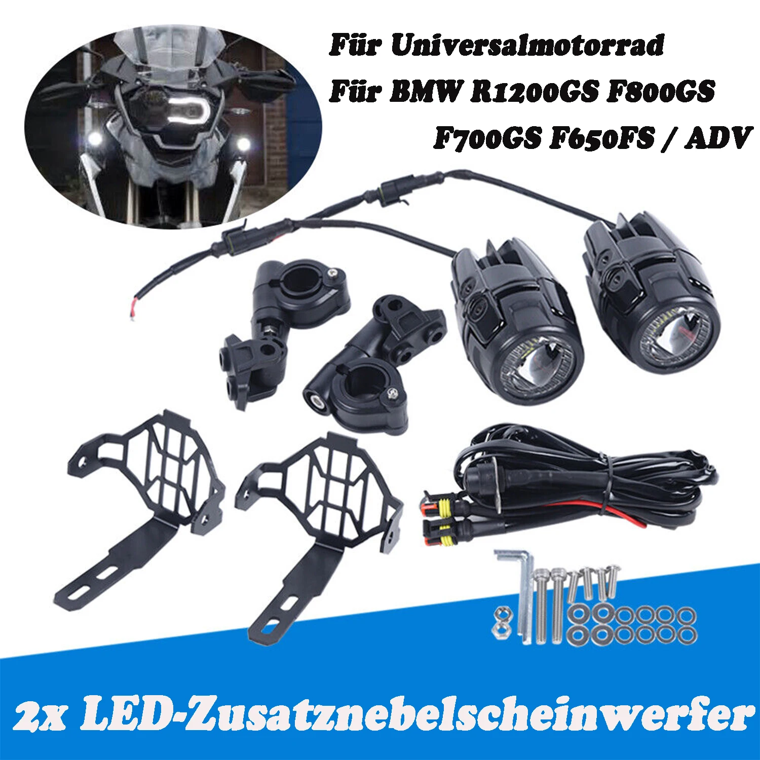 Par de luces antiniebla LED luces delanteras L + R para motocicleta Universal BMW R1200GS F800GS