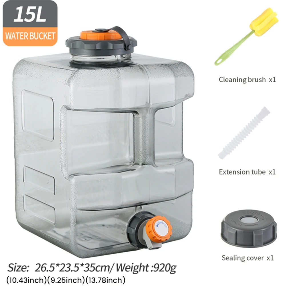 8L /12L /15L 캠핑 물통(스피곳 포함) 비상 물 저장 휴대용 물탱크 야외 하이킹 캠핑 가정용