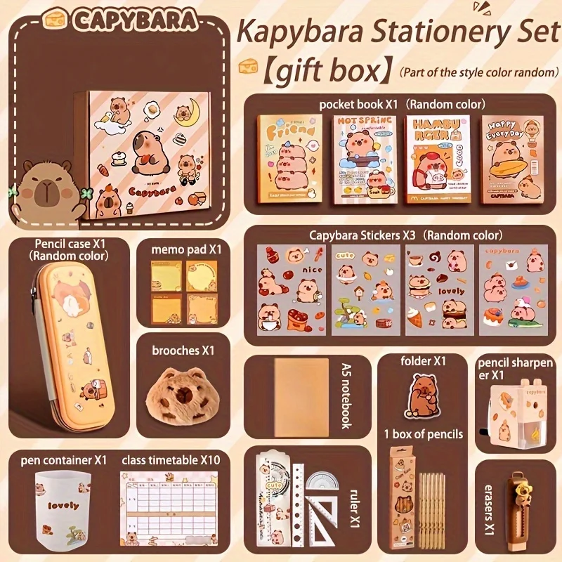 Capybara Pencil Case, Capybara School Supplies Clear Brown Pencil Case, Large Capacity Multi - View #6