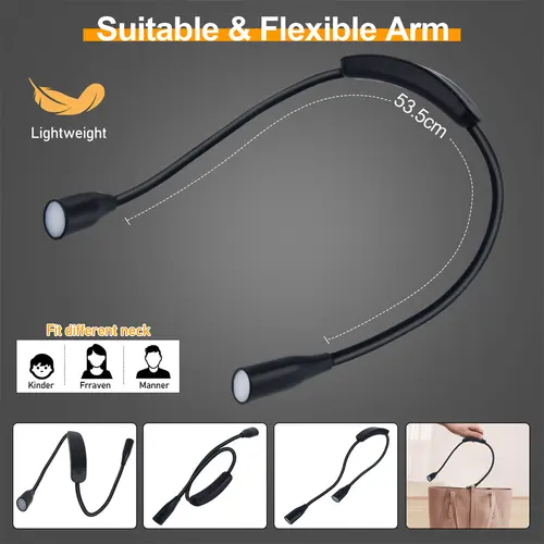 LED Reading Neck Light Usb Rechargeable Book Lamp 360° Flexible Arm Reading Book Light Read Neck Lamp Study Reading Night Light - Image 4