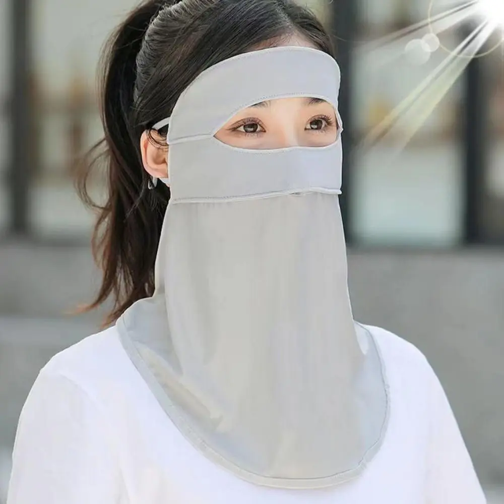 Summer Breathable Mask for Woman Anti-UV UPF50+ Sun Protective Scarf Ice Silk Mask for Cycling Sunscreen Shawl