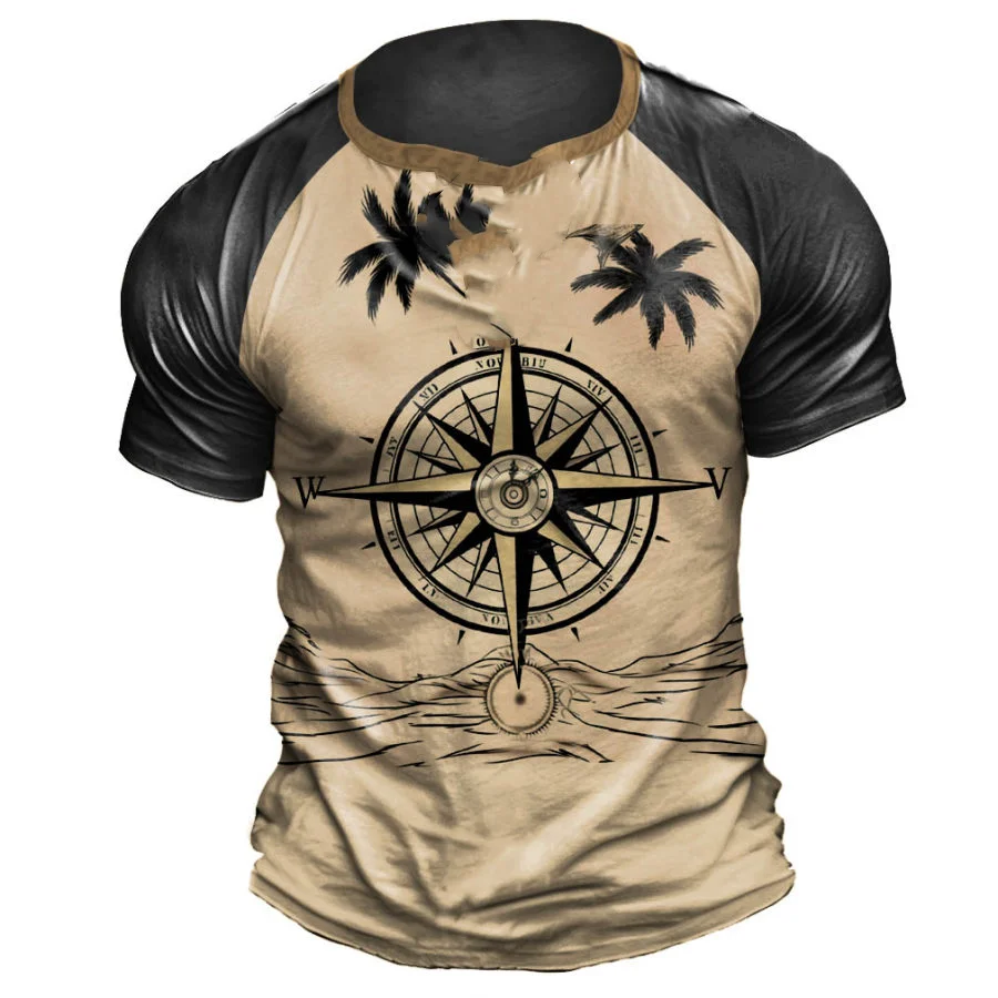 

Summer Male T-shirt 3d Compass Vintage Print Short Sleeve Tops Street Tees Graphic 2023 T Shirt Oversized Tee Shirt Men Clothing