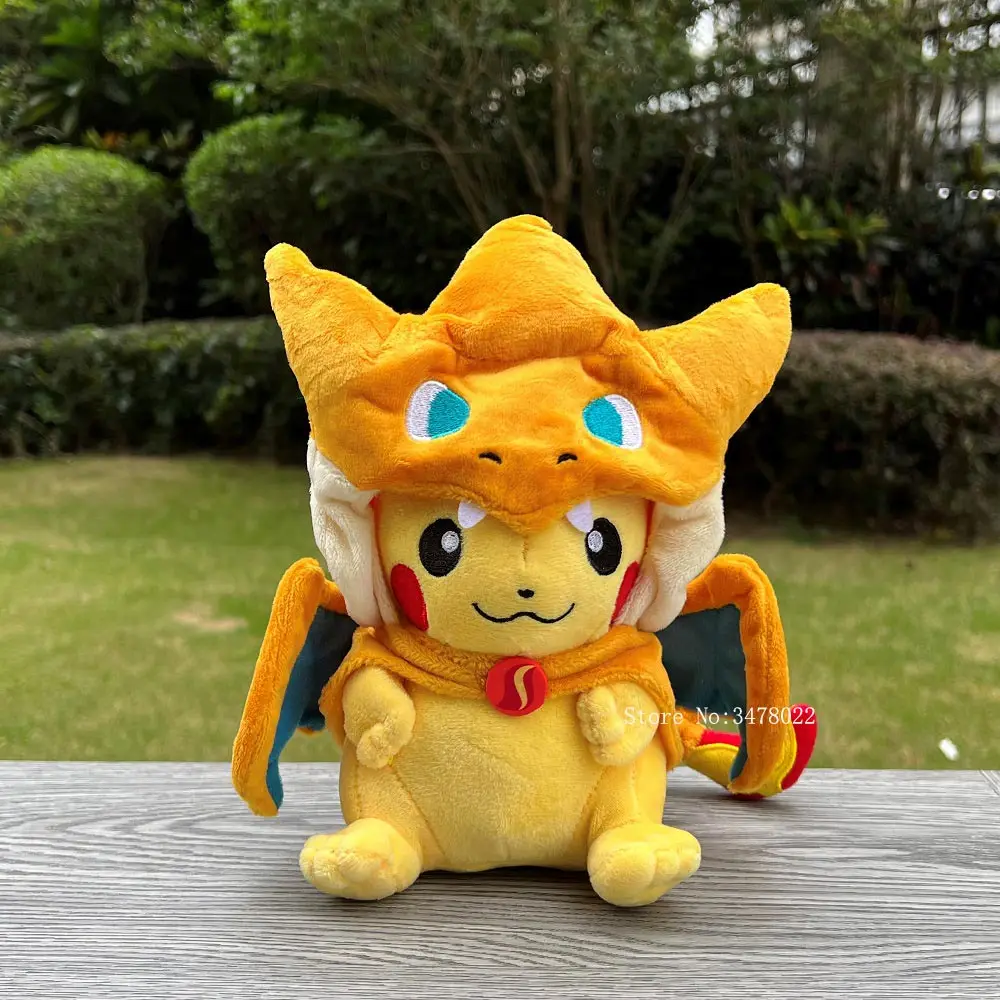 2025???4 Stile Cosplay Pokemon Plüsch Mega Shiny Charizard XY Pikachu Umhang Stofftier Cartoon Weiche Puppe – Detail 15