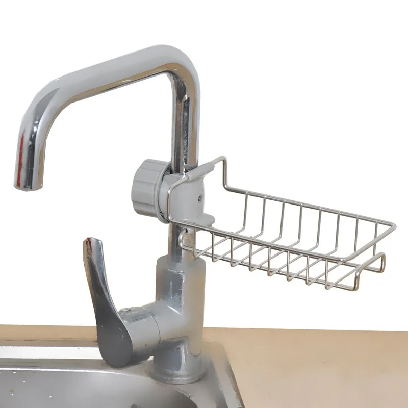 Kitchen Sink Faucet Shelf Stainless Steel Sponge Holder Adjustable Sink Faucet Dishcloth Towel Storage Rack goo ki kitchen paper holder sticke rack roll holder for bathroom towel rack estanterias pared decoracion tissue shelf organizer