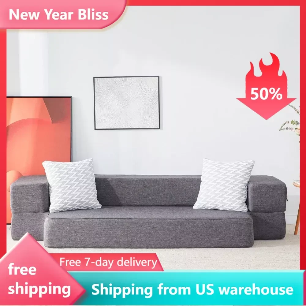 

Guest Bed Fold Out Couch Bed With 2 Pillows & Washable Cover Convertible Sleeper Folding Sofa Bed Mattress for Living Room Sofas