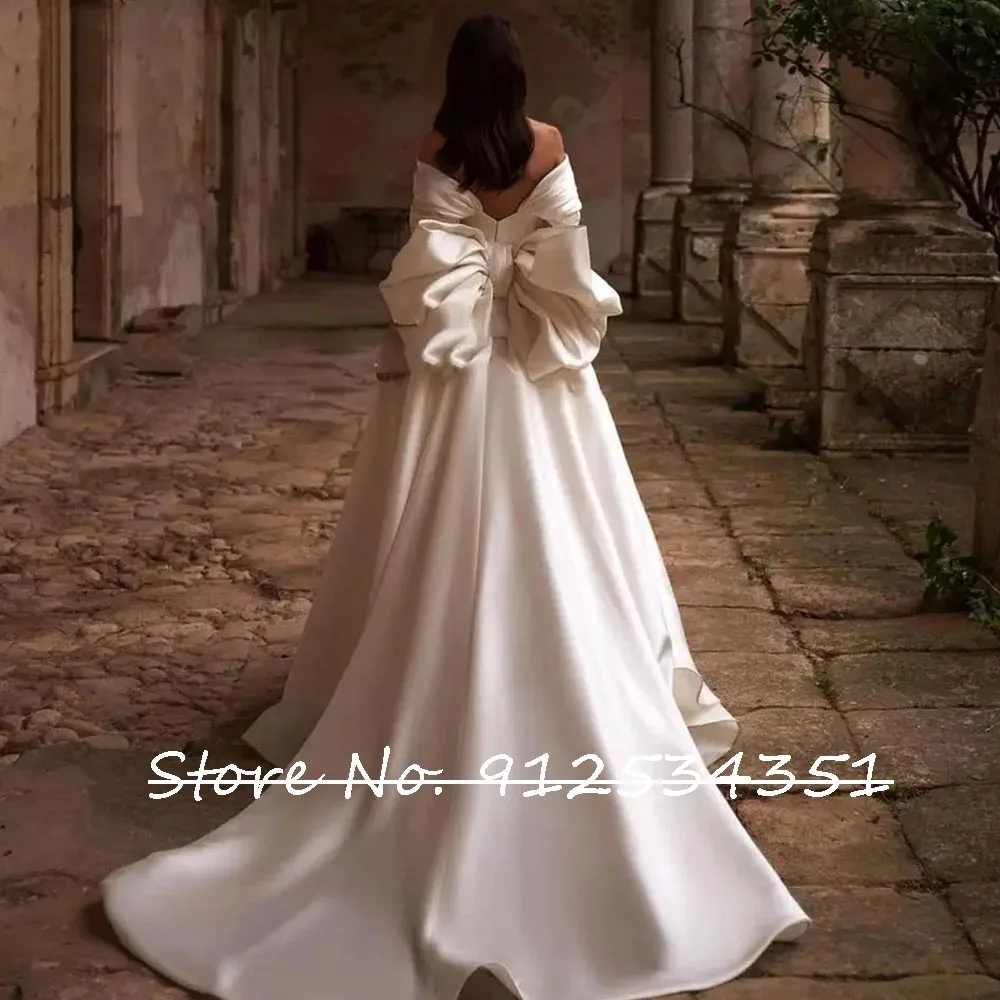 Robe De Mariage Off the Shoulder Ball Gown Wedding Dresses with Big Bow Vintage Vestidos Novia Backless Luxury Trouwjurk 3