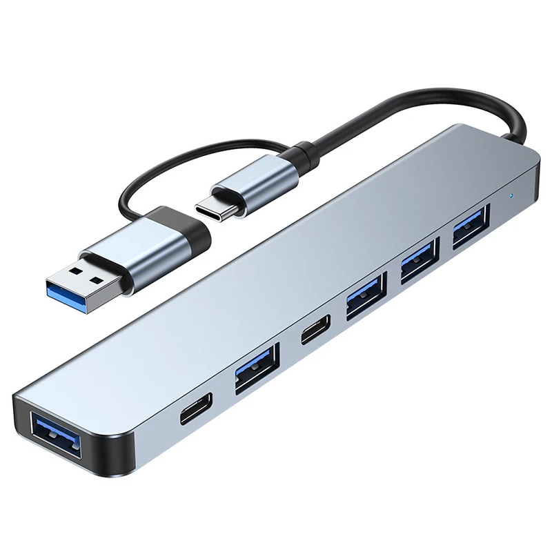 7-Port USB Hub with USB-C Power Delivery and High-Speed Data Transfer