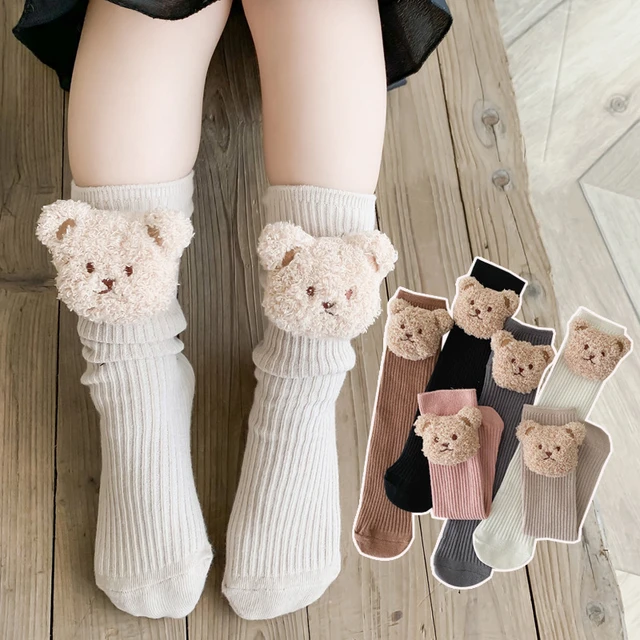 Yeni bebek çorap çocuklar yürümeye başlayan erkek diz yüksek uzun yumuşak  pamuk sevimli ayı çocuk çorap bebek kız çorap 2-8 yıl kış giysileri -  AliExpress