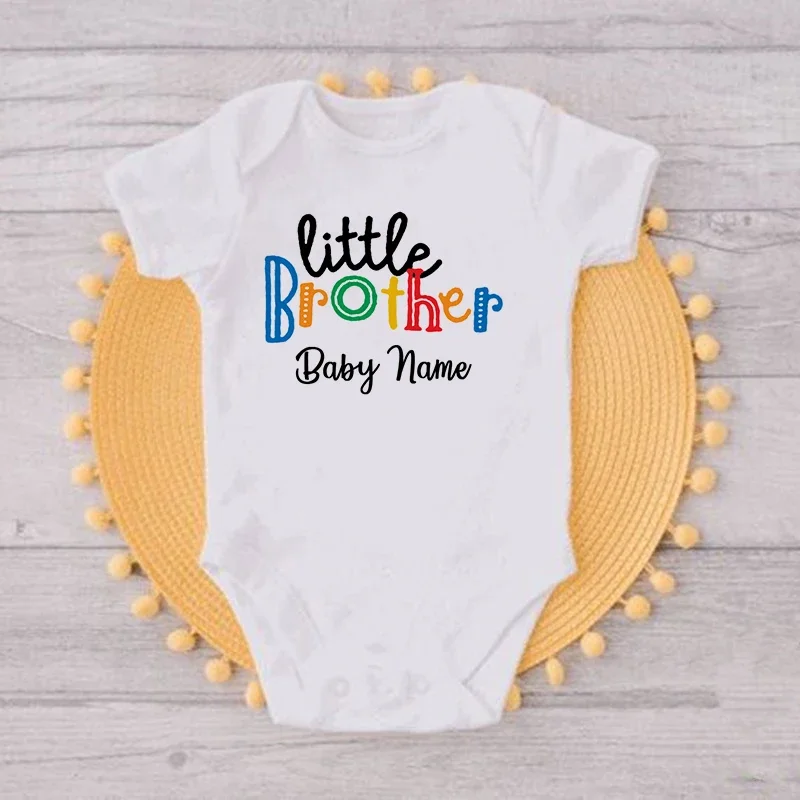 Personalized Big Sister Little Brother Matching Clothes Custom Name Kids T-shirt Bodysuit Birthday Party Family Look Outfit Tops 6