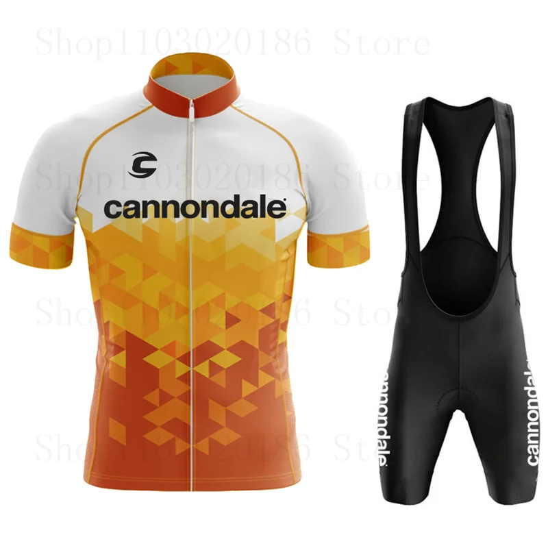 Cannondale Cycling Jersey Set Short Sleeve for Men Anti-UV Bike Pro Summer Cycling Clothing Maillot Ciclismo Hombre Bicycle Suit