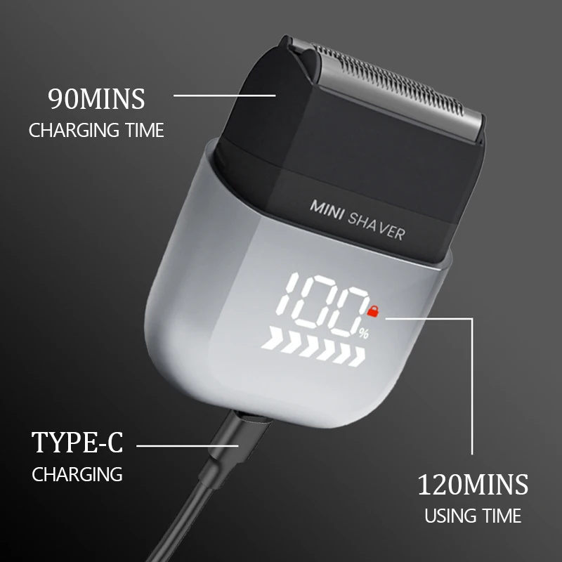 Kemei Electric Shaver Mini Portable Shaver Electric Razor Men USB Rechargeable Waterproof Travel Office km-t20